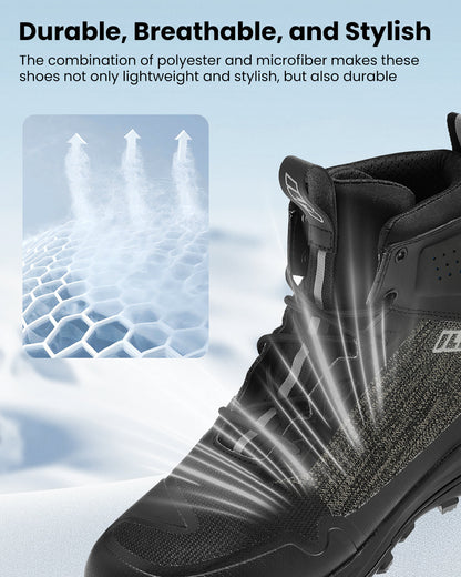 Men's Black Motorbike Riding Shoes Lightweight Breathable Ankle Support
