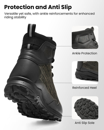 Men's Black Motorbike Riding Shoes Lightweight Breathable Ankle Support
