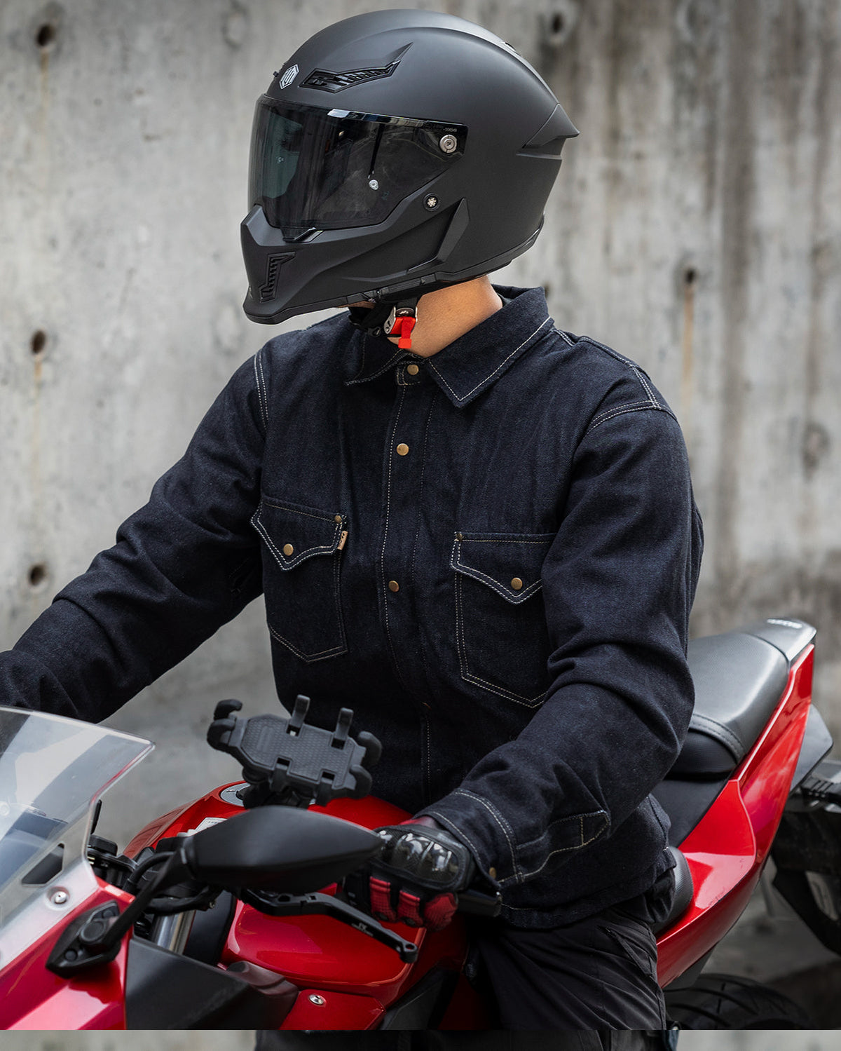 Motorcycle Shirt Denim Jacket for Men with CE Armor Mesh Liner Lightweight Motorbike